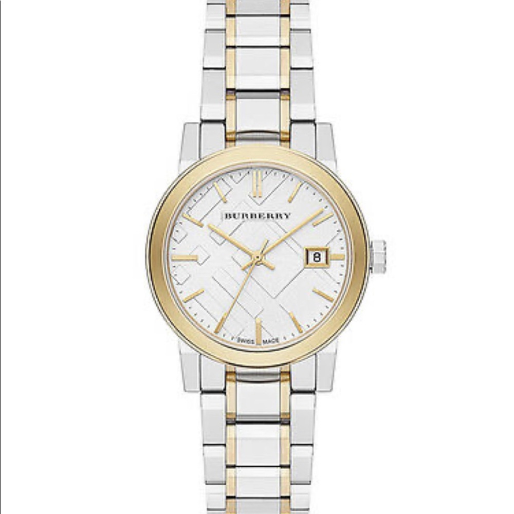 Authentic Burberry two tone gold and silver watch